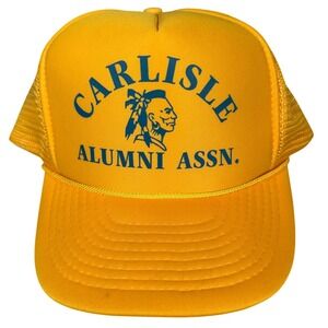 Carlisle Rope‎ 90s Trucker Hat Yellow Blue Native American Logo Mesh Snapback